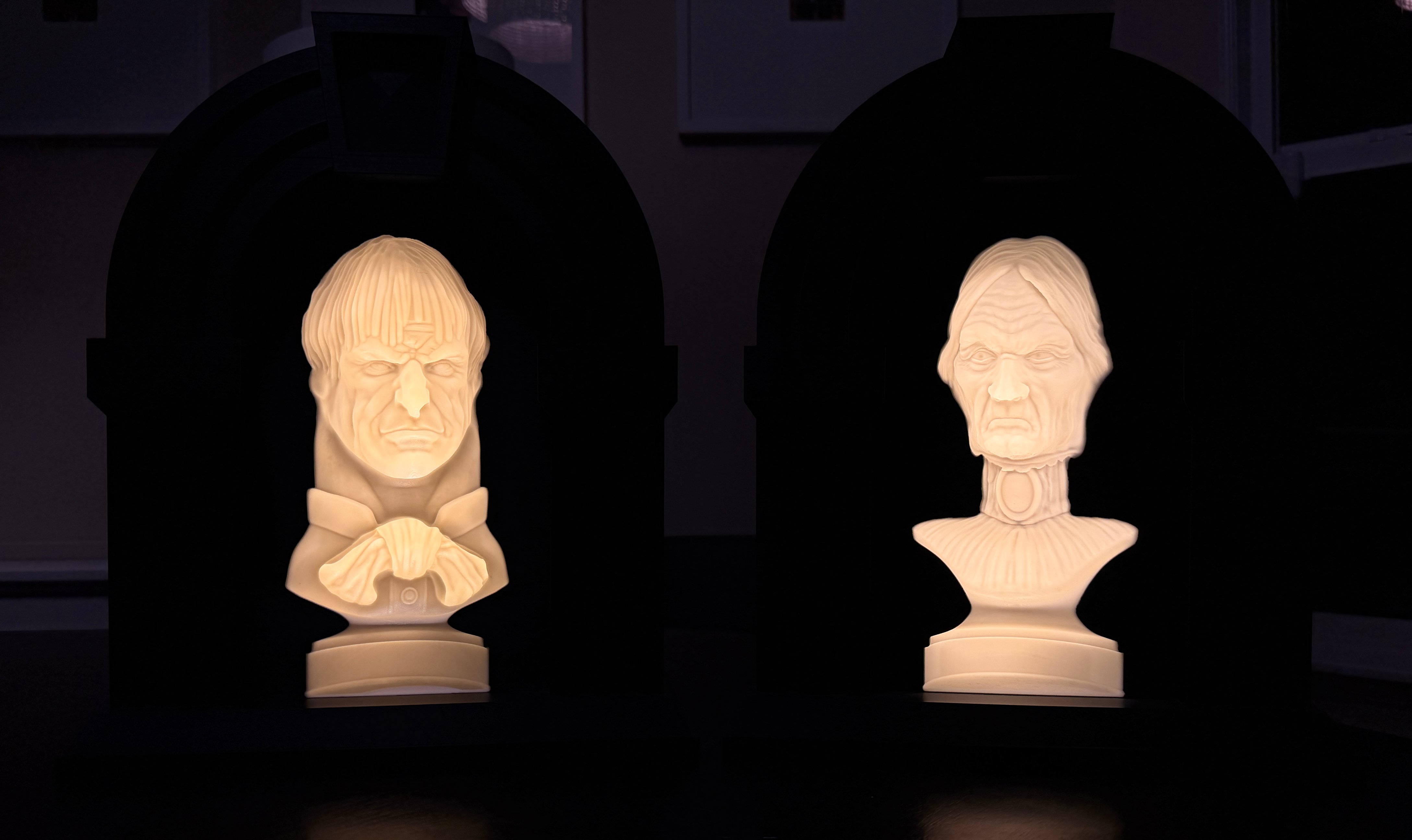 Haunted Heads pair, wide shot
